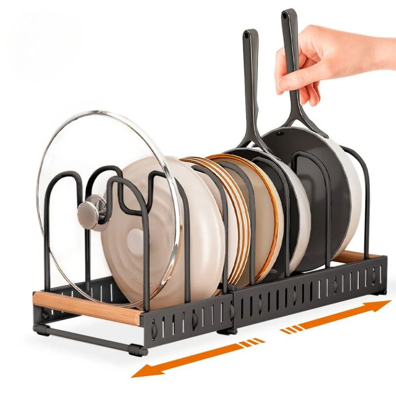 ELMEJORPRECIO - Organizador Extensible de Cocina para Ollas y Sartenes Negro