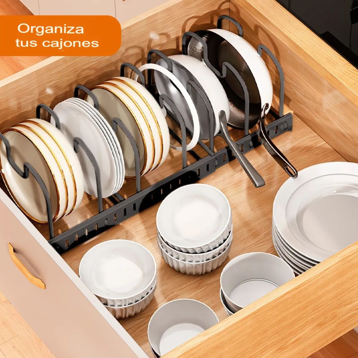 ELMEJORPRECIO - Organizador Extensible de Cocina para Ollas y Sartenes Negro