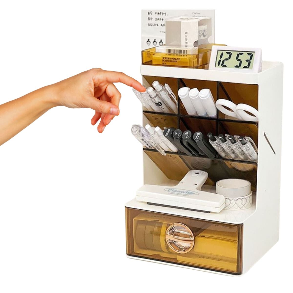 ELMEJORPRECIO - Organizador Multiuso con Cajón y Divisiones Sofía Marrón