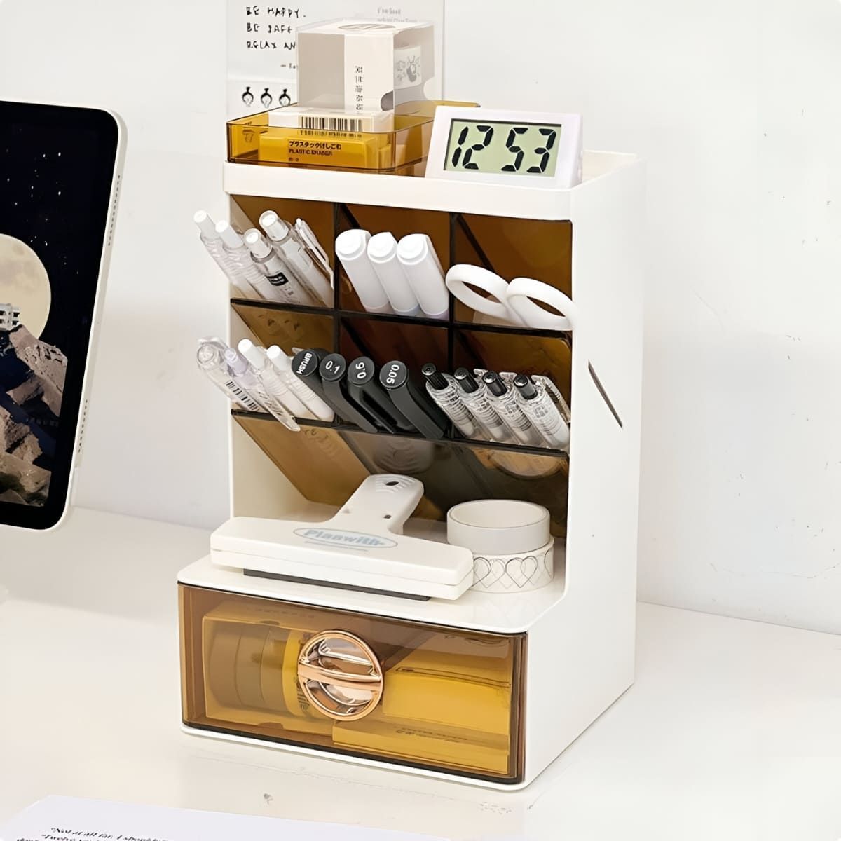 ELMEJORPRECIO - Organizador Multiuso con Cajón y Divisiones Sofía Marrón