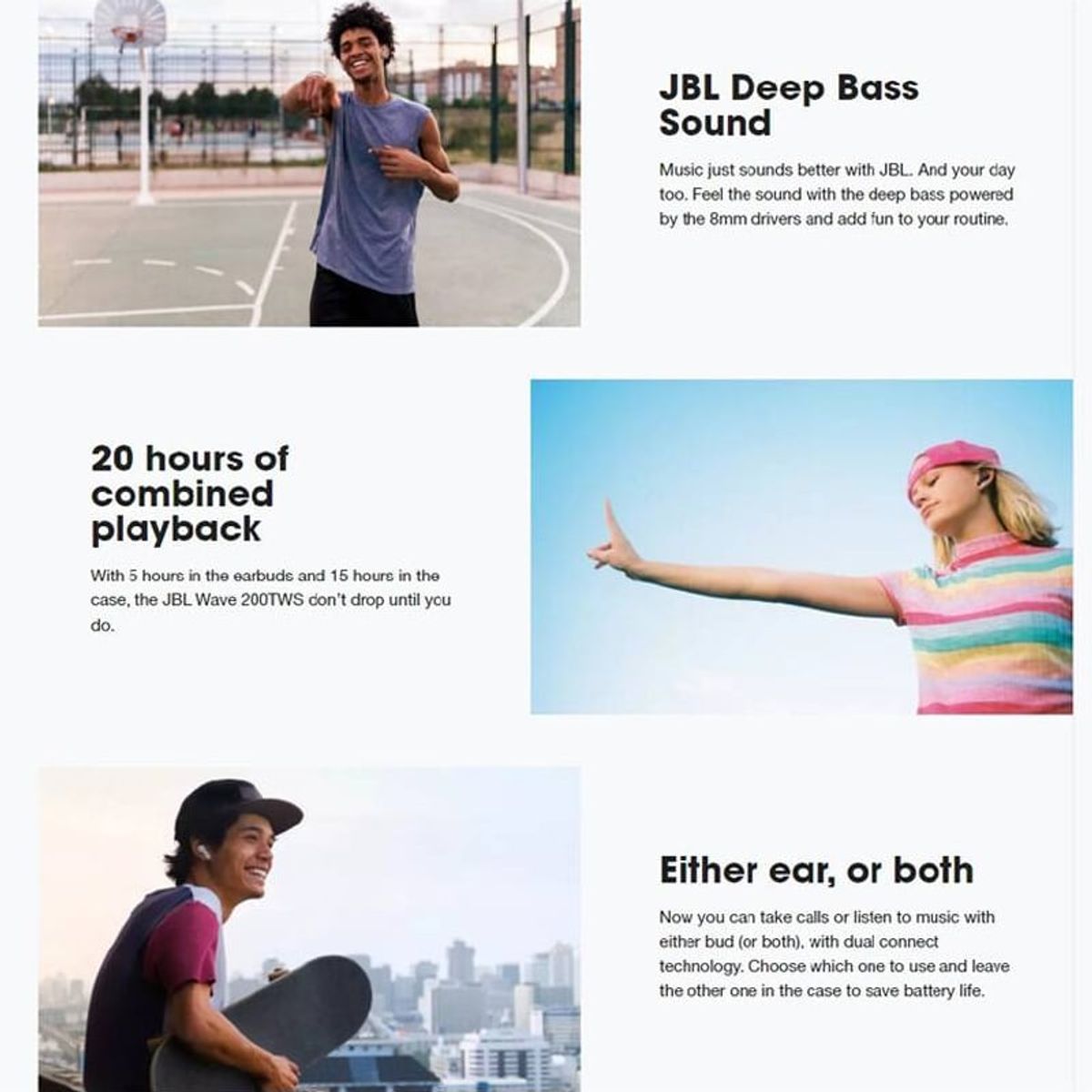 JBL - Audífonos Bluetooth JBL WAVE Buds NC Blanco