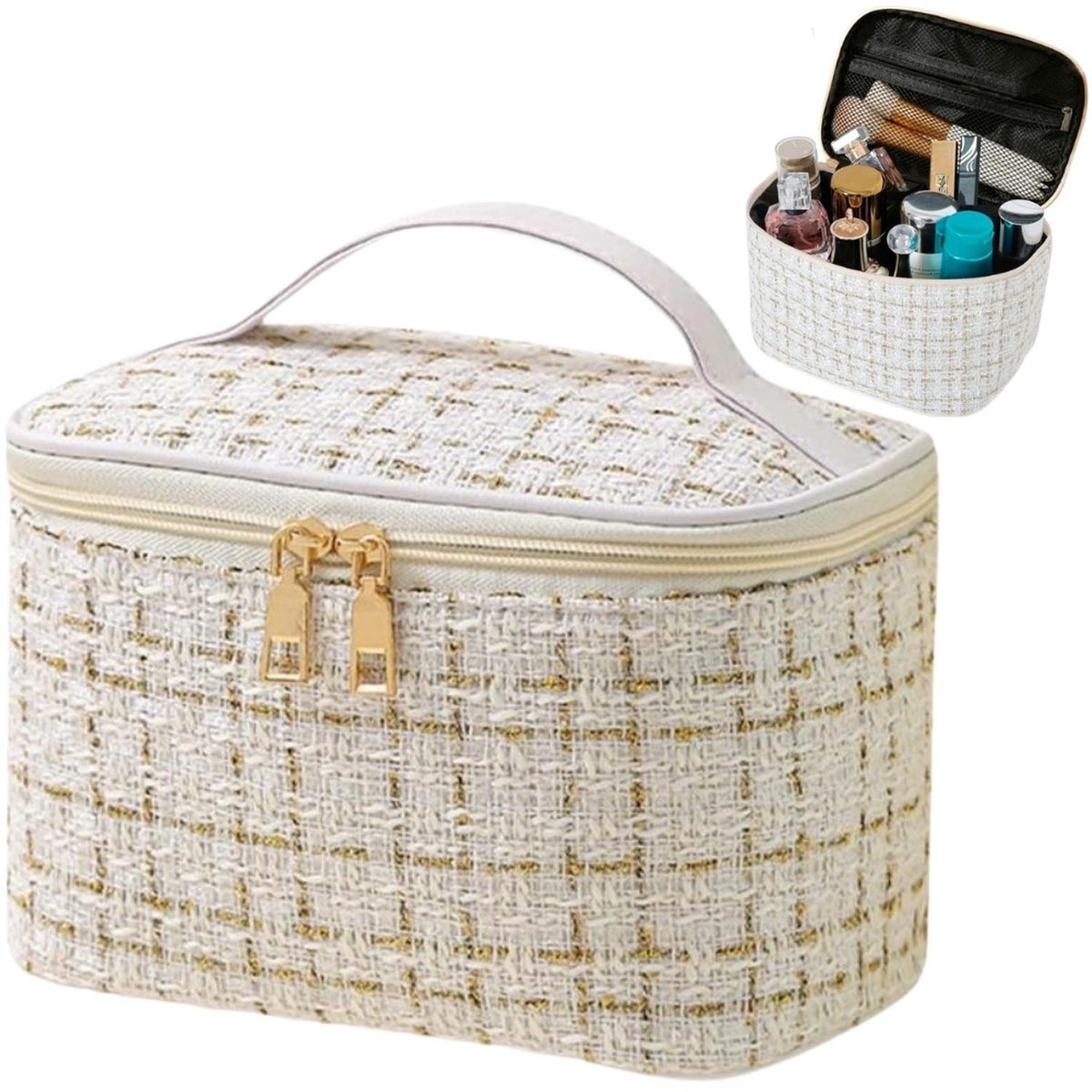 MINARI - Neceser Organizador de Maquillaje Bolsa Cosméticos Portátil Blanco N03