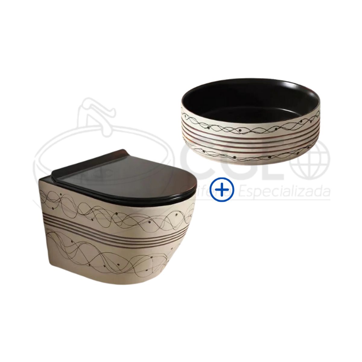 GENERICO - INODORO SUSPENDIDO + BOWL  REDONDA  CON ACABADO PERSONALIZADO