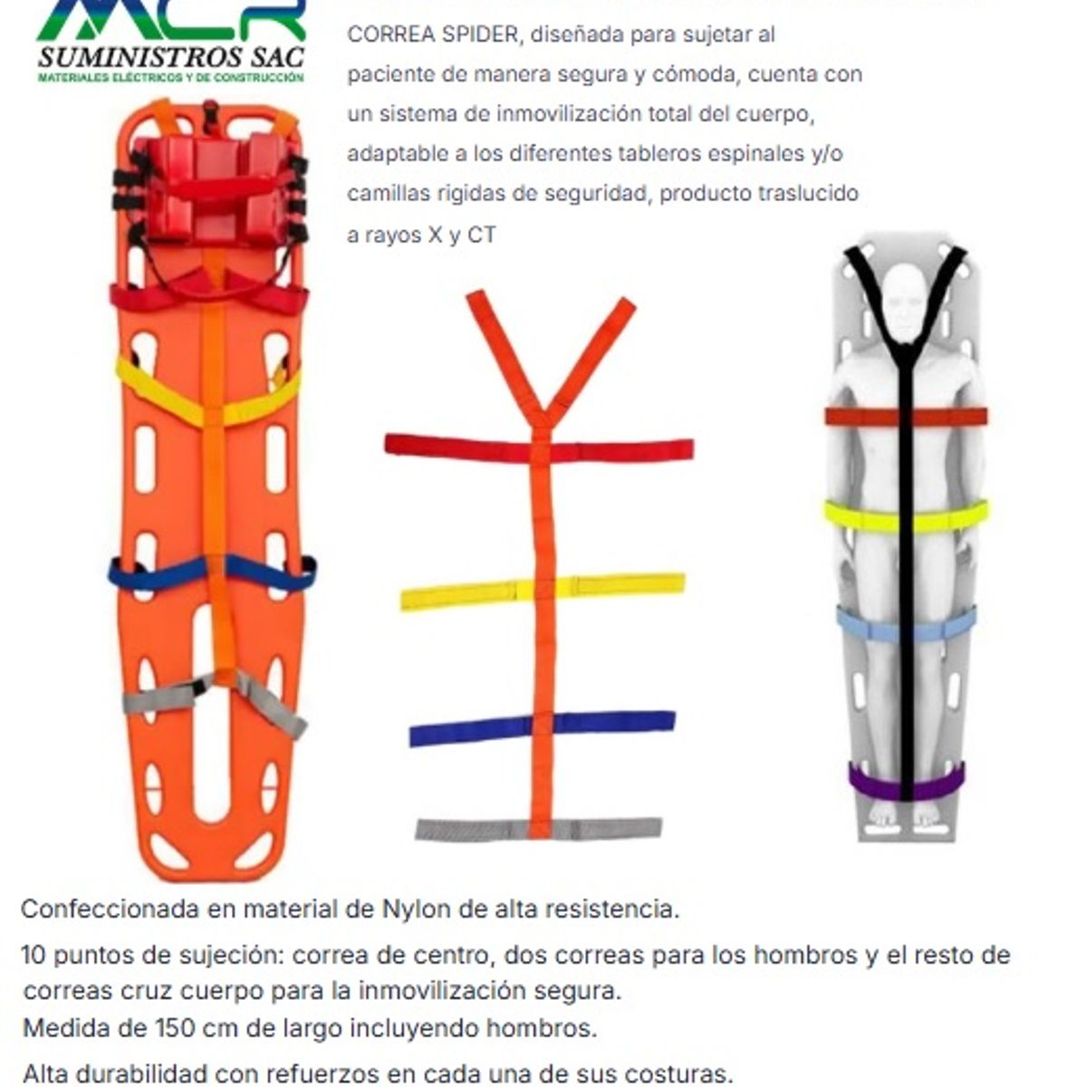 CORREA SPIDER PARA CAMILLA RIGIDA DE RESCATE O SUJETADOR PARA CAMILLA, marca GENERICO - Foto 2