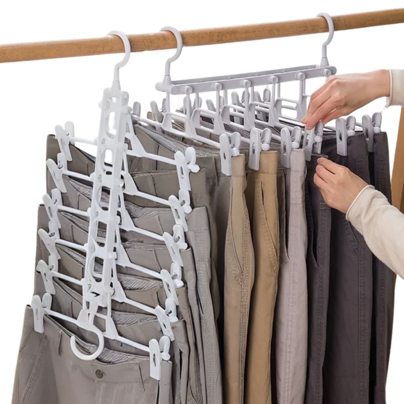 ELMEJORPRECIO - Perchero Colgador 6 en 1 para Pantalones Gris