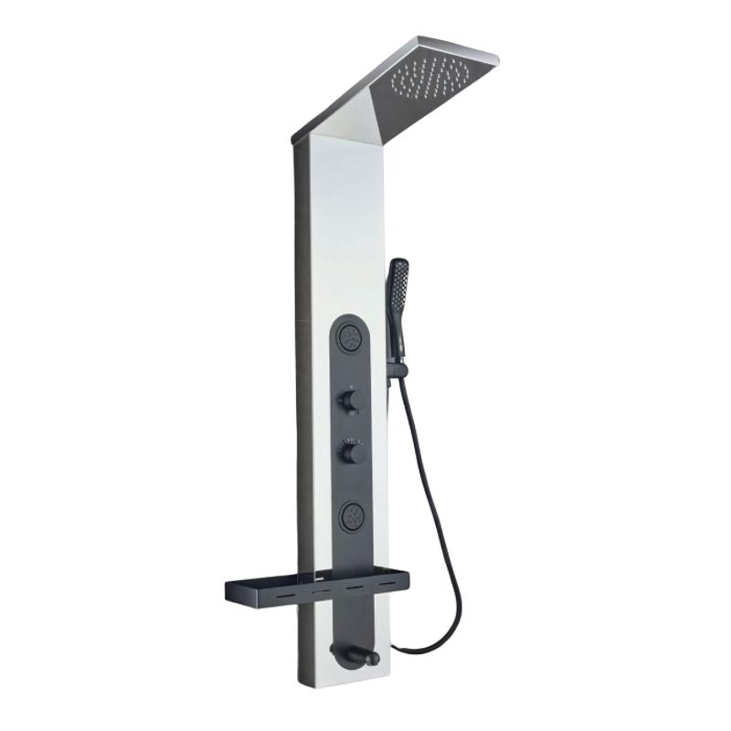 GENERICO - COLUMA DE DUCHA CON ESPEJO LUZ LED CROMADO CON NEGRO