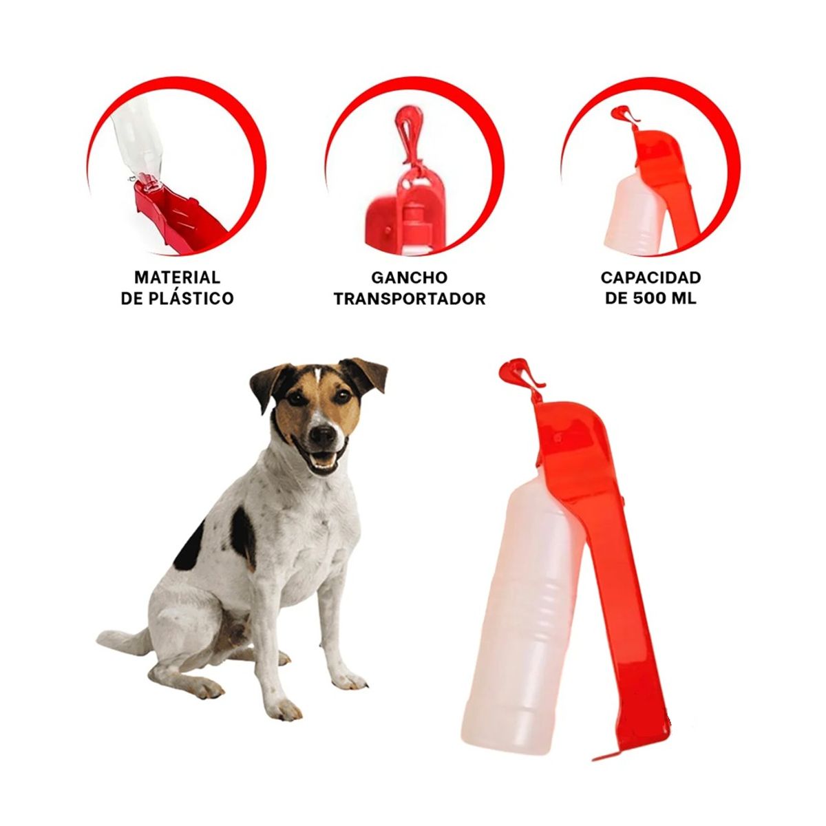 GENERICO - Tomatodo portátil cbandeja roja para mascotas perro y gato