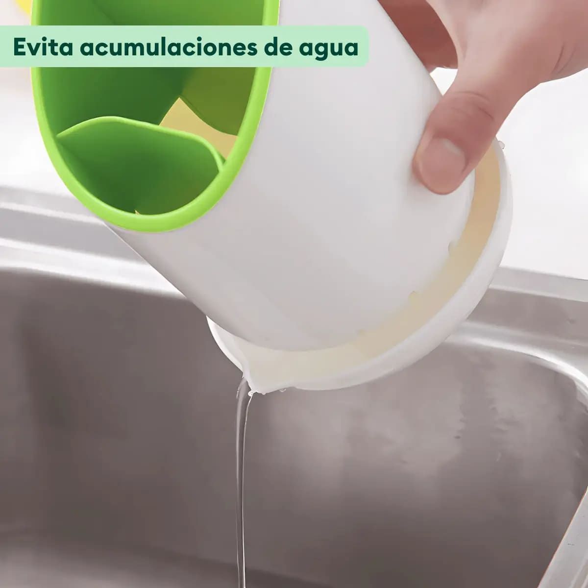 ELMEJORPRECIO - Porta Cubiertos con Base Escurridor y Diseño Removible