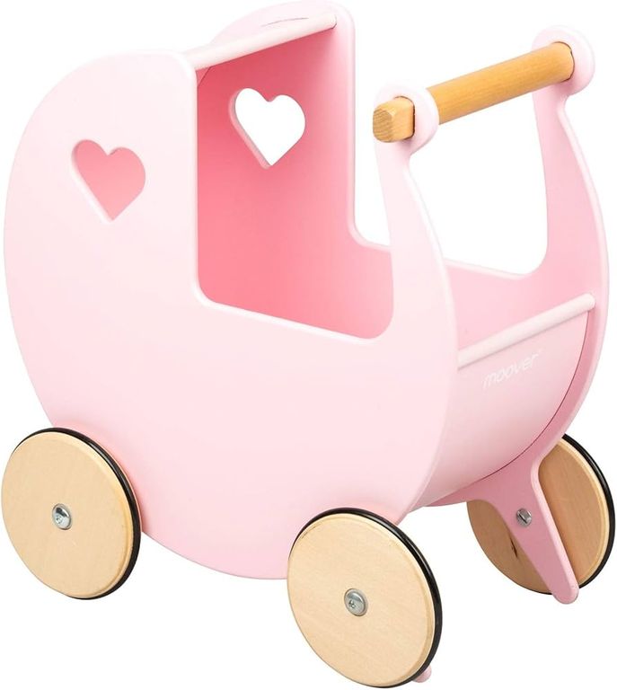 Cochecito de madera para juguetes y peluches color rojo de Vizaro