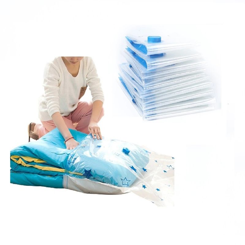 GENERICO - Pack x4 Bolsas al Vacío Ahorra Espacio de 70 x 100 cm + Succionador Manual