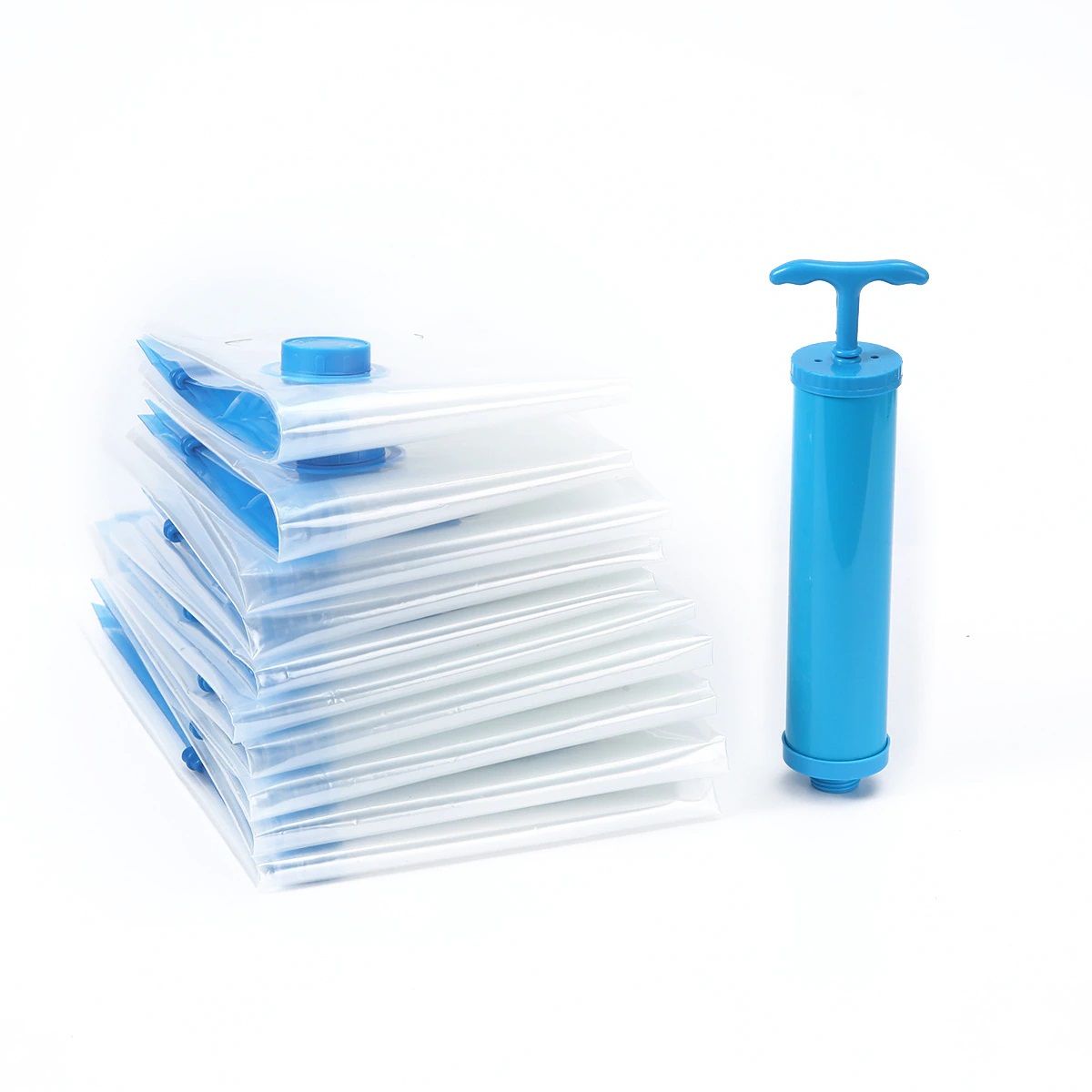 GENERICO - Pack x4 Bolsas al Vacío Ahorra Espacio de 70 x 100 cm + Succionador Manual