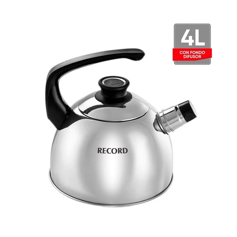 RECORD - TETERA RECORD DE ACERO INOXIDABLE CON FONDO DIFUSOR PER-PITO 4 LT