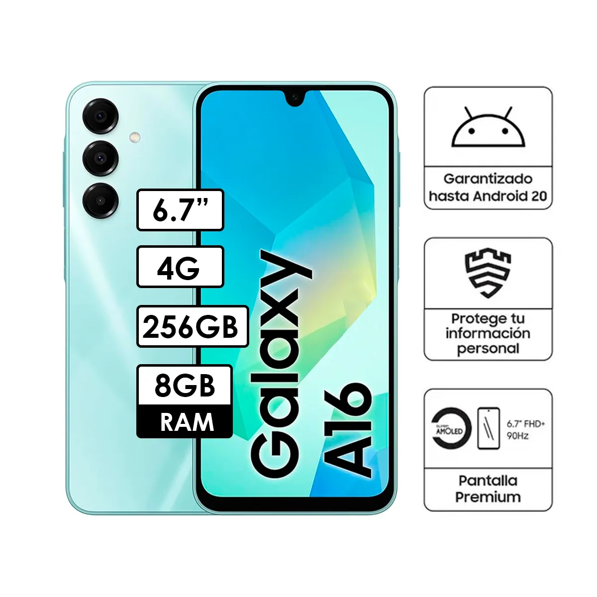 SAMSUNG - Celular Samsung Galaxy A16 4G 8GB RAM 256GB Verde