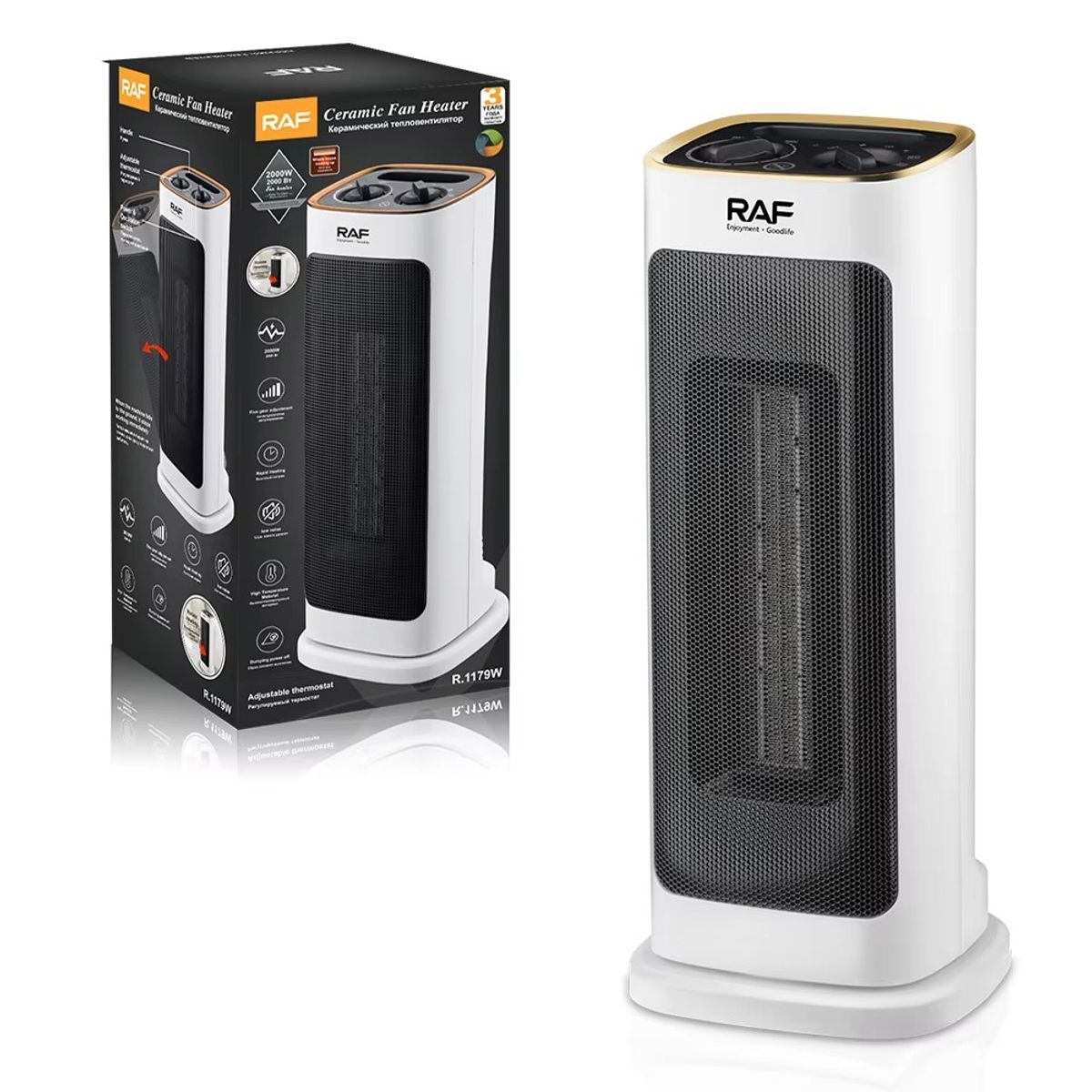 RAFF - Calefactor Electrico Giratorio RAF R1179W Blanco