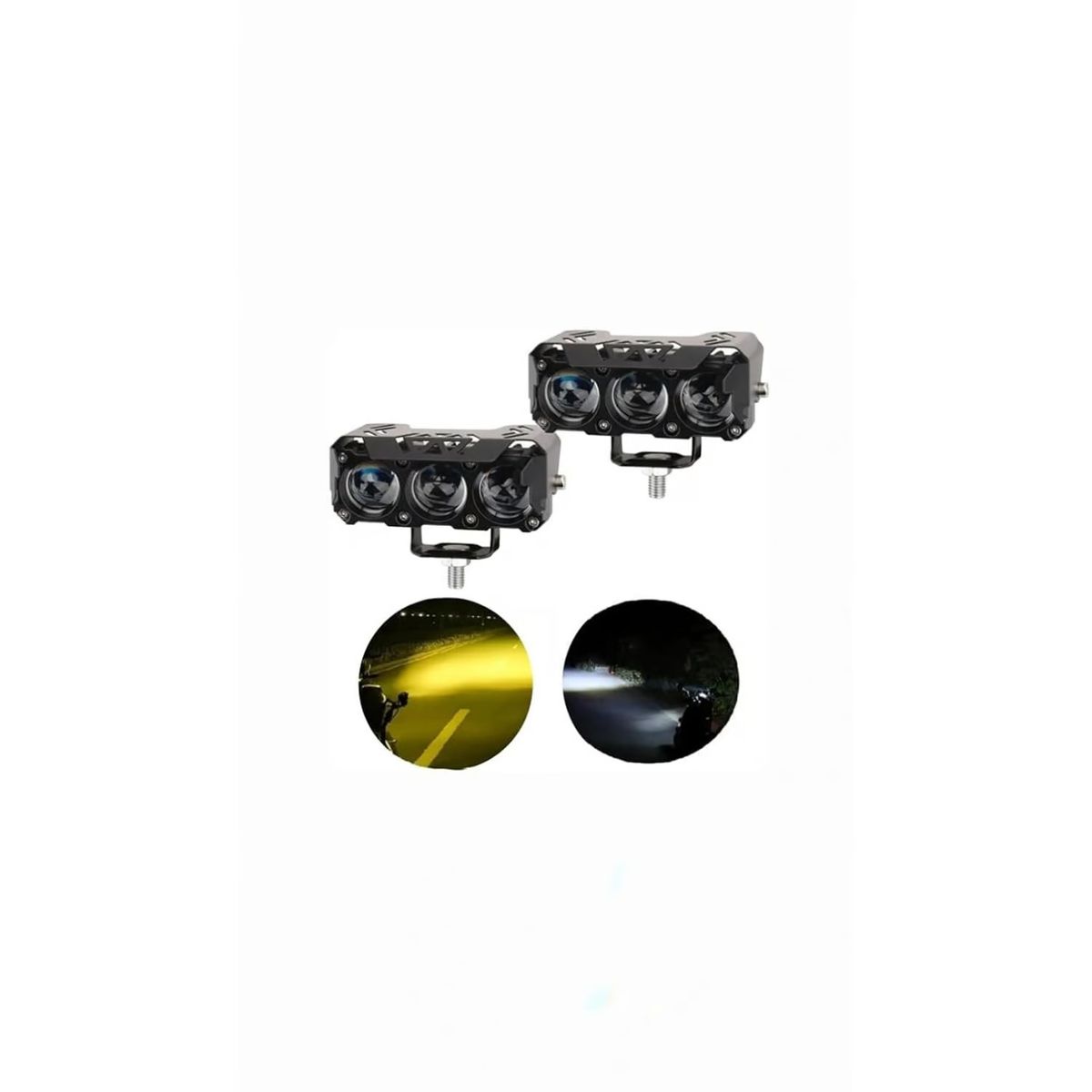 GENERICO - Faros Auxiliar Doble Color Lupa 3 Puntos