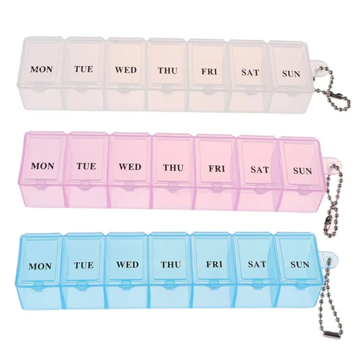 GENERICO - PACK X3 PASTILLERO SEMANAL TIPO LLAVERO MUY PRÁCTICO