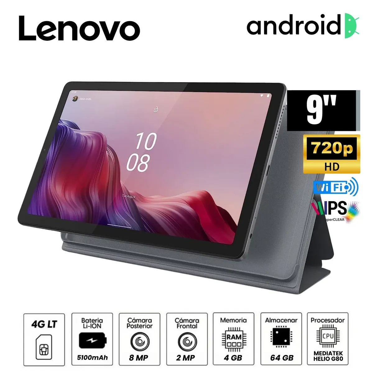 LENOVO - Tablet Lenovo Tab M9 LTE 9"Pulg.  4GB RAM 128GB SSD HD TB310XU + Folio Case