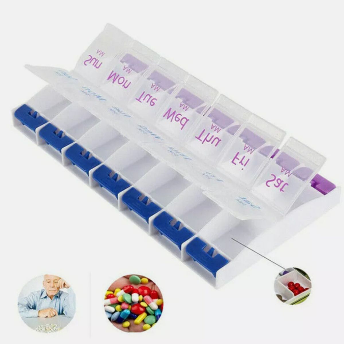 GENERICO - ORGANIZADOR DE PASTILLAS SEMANAL DOBLE TURNO AM/PM - 7 DÍAS