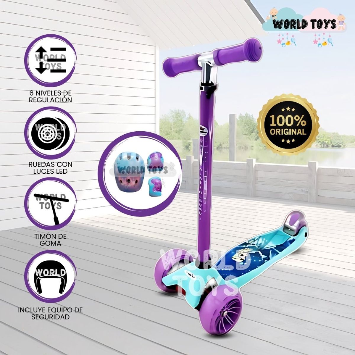 KIDS - Scooter para Niños con Kit de Protección «RALEY RIDE» Purple