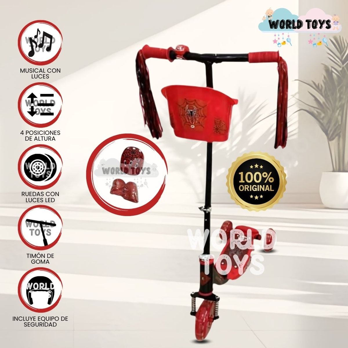 KIDS - Scooter para Niños con Kit de Protección «FUNNY RIDE» Red