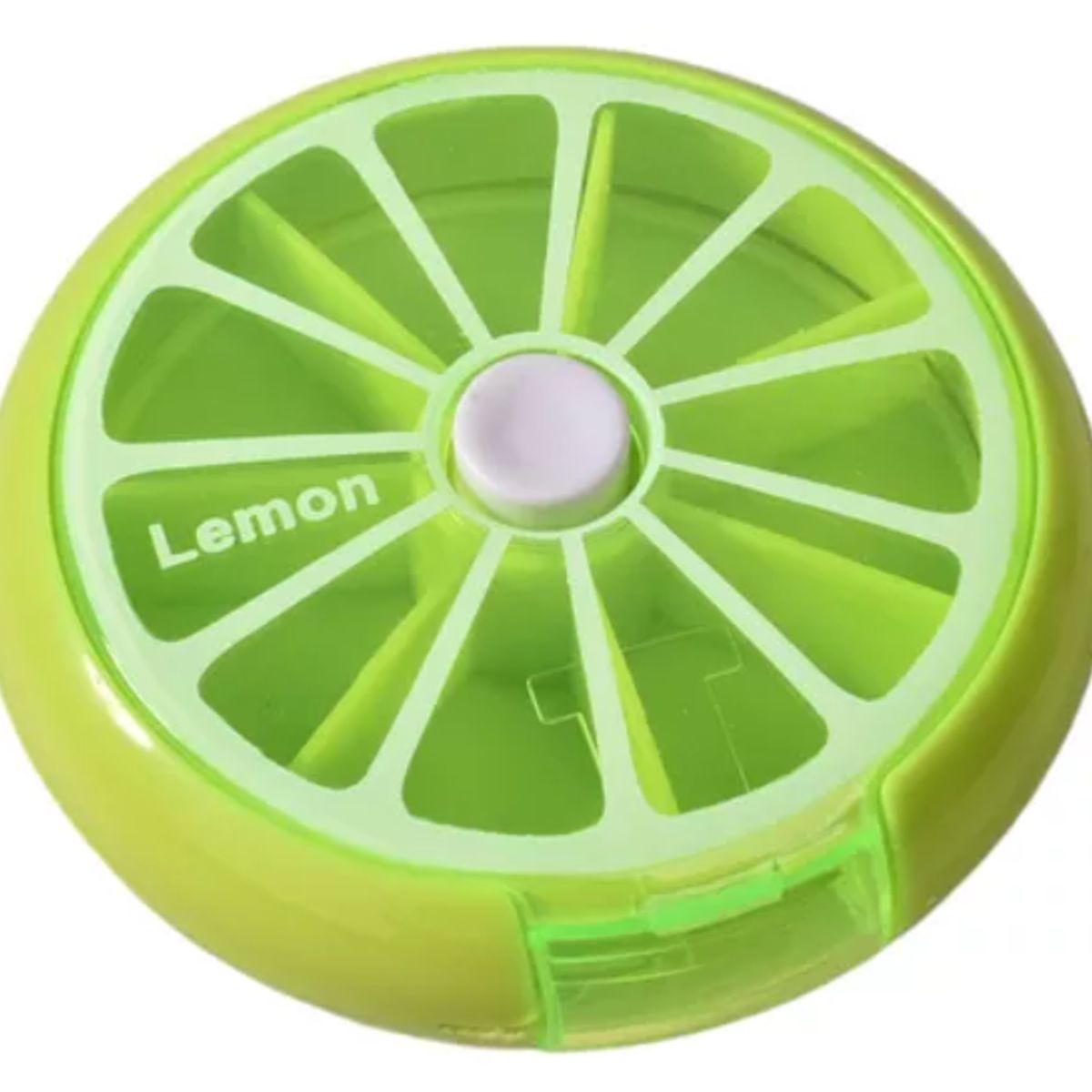 GENERICO - PASTILLERO ORGANIZADOR DISPENSADOR LIMÓN 7 RANURAS CON BOTÓN