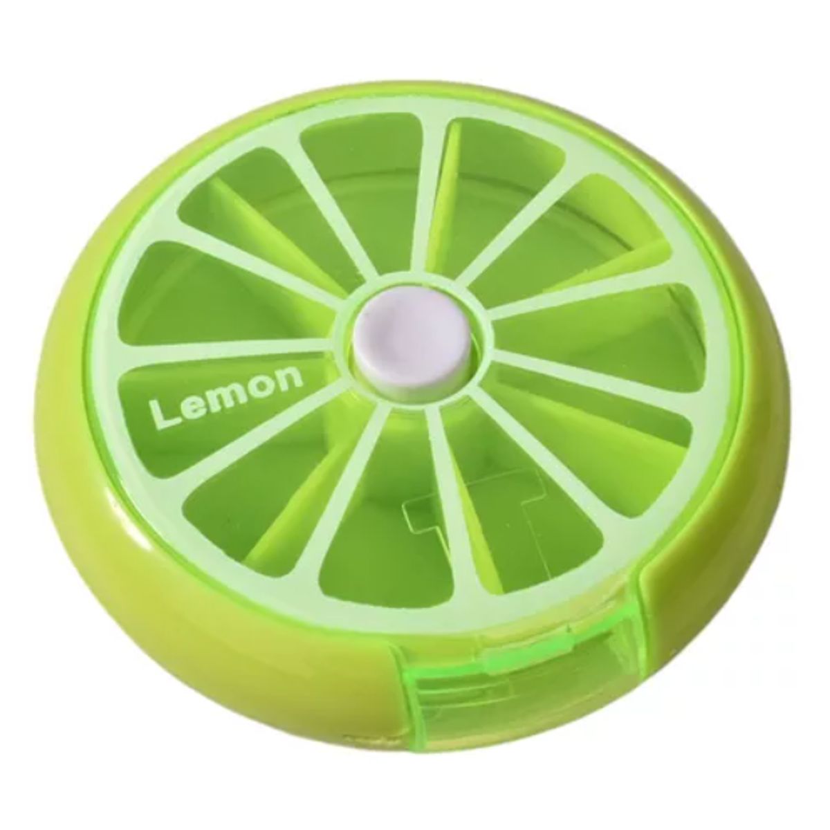 GENERICO - PASTILLERO ORGANIZADOR DISPENSADOR LIMÓN 7 RANURAS CON BOTÓN