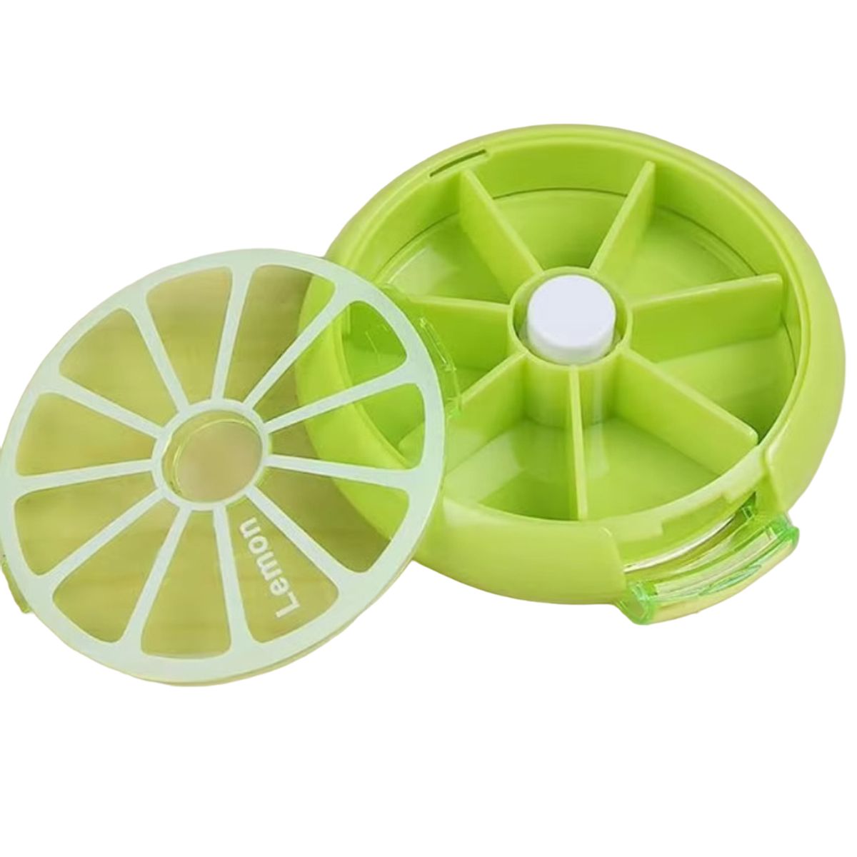 GENERICO - PASTILLERO ORGANIZADOR DISPENSADOR LIMÓN 7 RANURAS CON BOTÓN