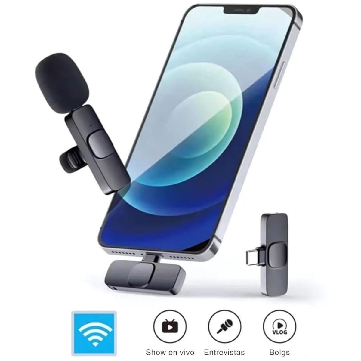 GENERICO - Micrófono Inalámbrico Recargable K8 Solapero Entrada Tipo C