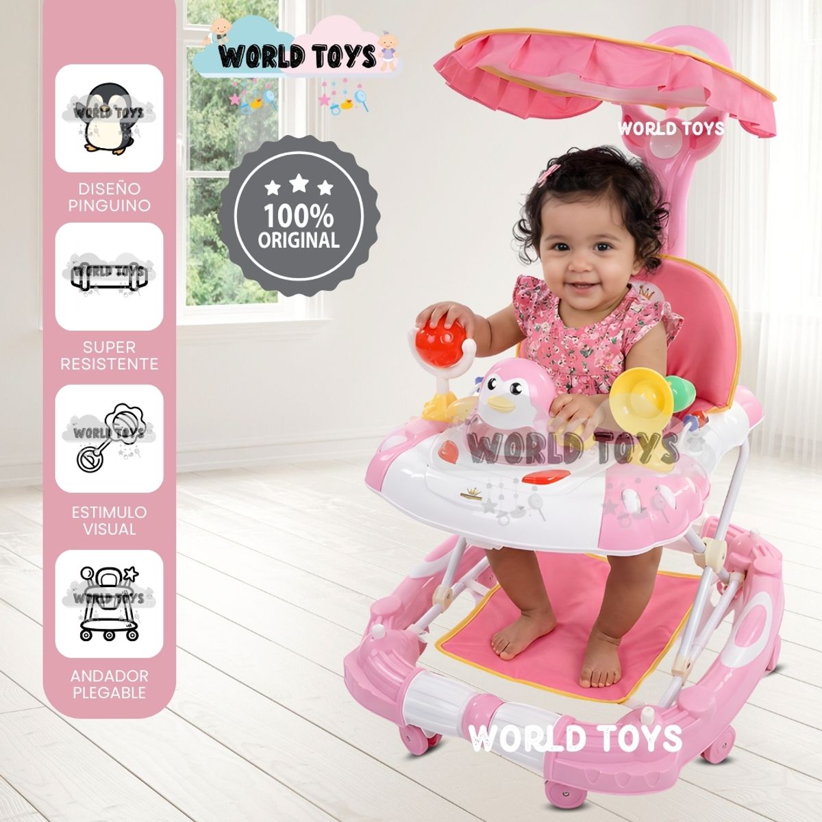 Andador con Tablero Musical «HAPPY PENGUIN» Light Pink, marca CONFORT - Foto Principal