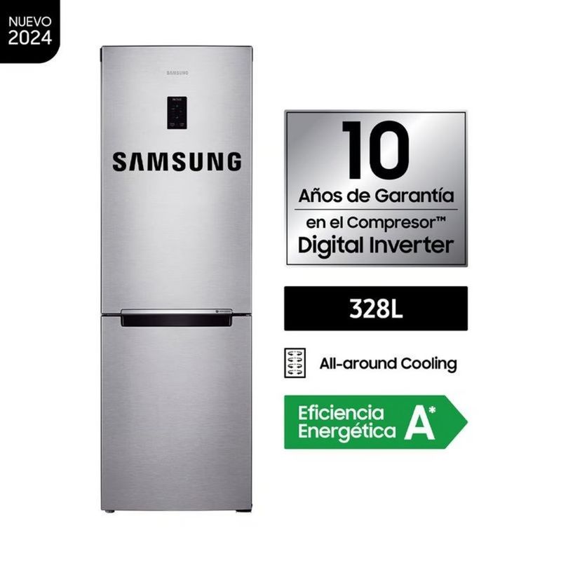 SAMSUNG - Refrigeradora Samsung All Around Cooling 328 Litros RB33J3230SA - Plateada