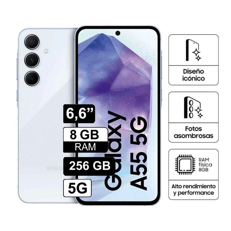 SAMSUNG - CELULAR SAMSUNG A55 5G 8GB 256GB - CELESTE
