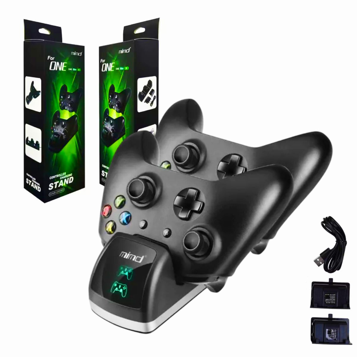 GENERICO - Base Cargador Mando XBOX ONE Slim X Doble Luz Led