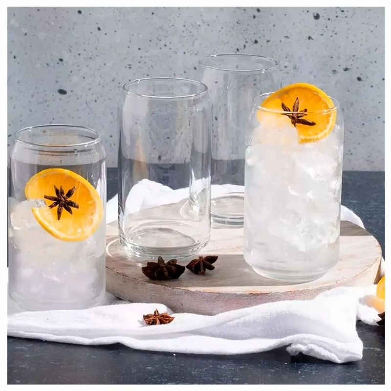 CRISTAR - VASO DE VIDRIO ESTILO LATA DE 16 OZ CRISTAR X 6 UNIDADES