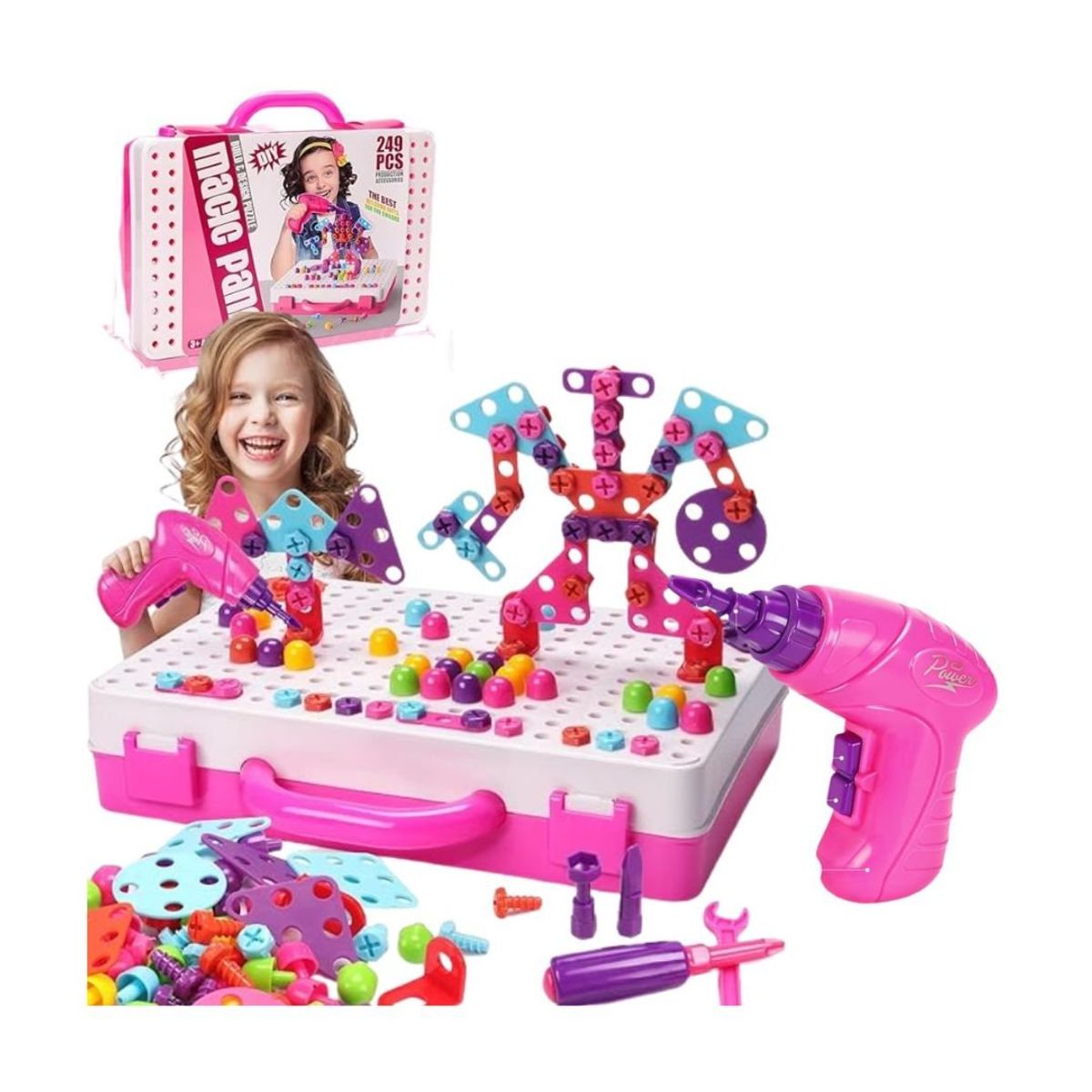 GENERICO - Set Didáctico Maletín Mosaico Con Taladro Para Niña