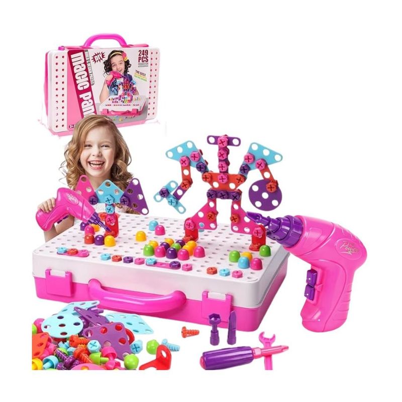 GENERICO - Set Didáctico Maletín Mosaico Con Taladro Para Niña