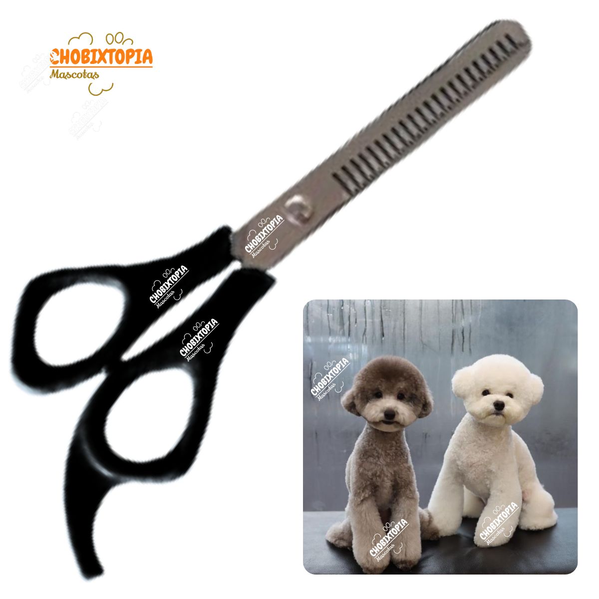 GENERICO - TIJERA REDUCTORA DE VOLUMEN NEGRO PERROS-MASCOTA