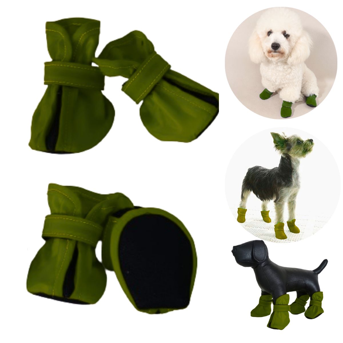 GENERICO - ZAPATOS IMPERMEABLES PARA PERROS MASCOTAS VERDE-XS