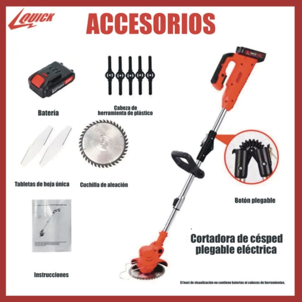 QUICK - Quick Cortadora Césped Inalámbrica 48v + 2 Baterías