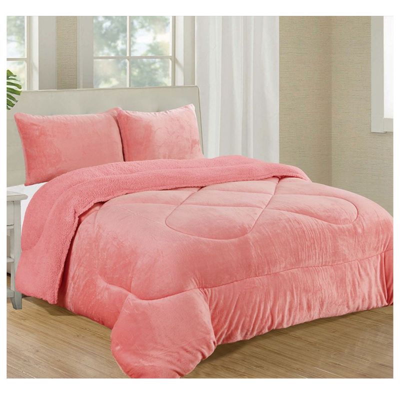 GENERICO - EDREDON PIEL DE ANGEL CON SHERPA CASATEX 3 PIEZAS