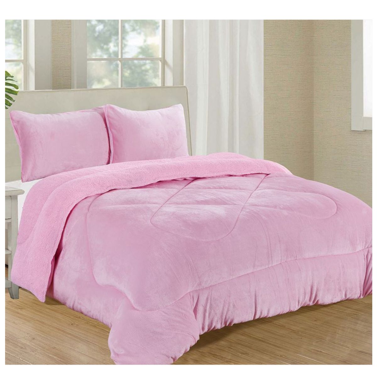 GENERICO - EDREDON PIEL DE ANGEL CON SHERPA CASATEX 3 PIEZAS