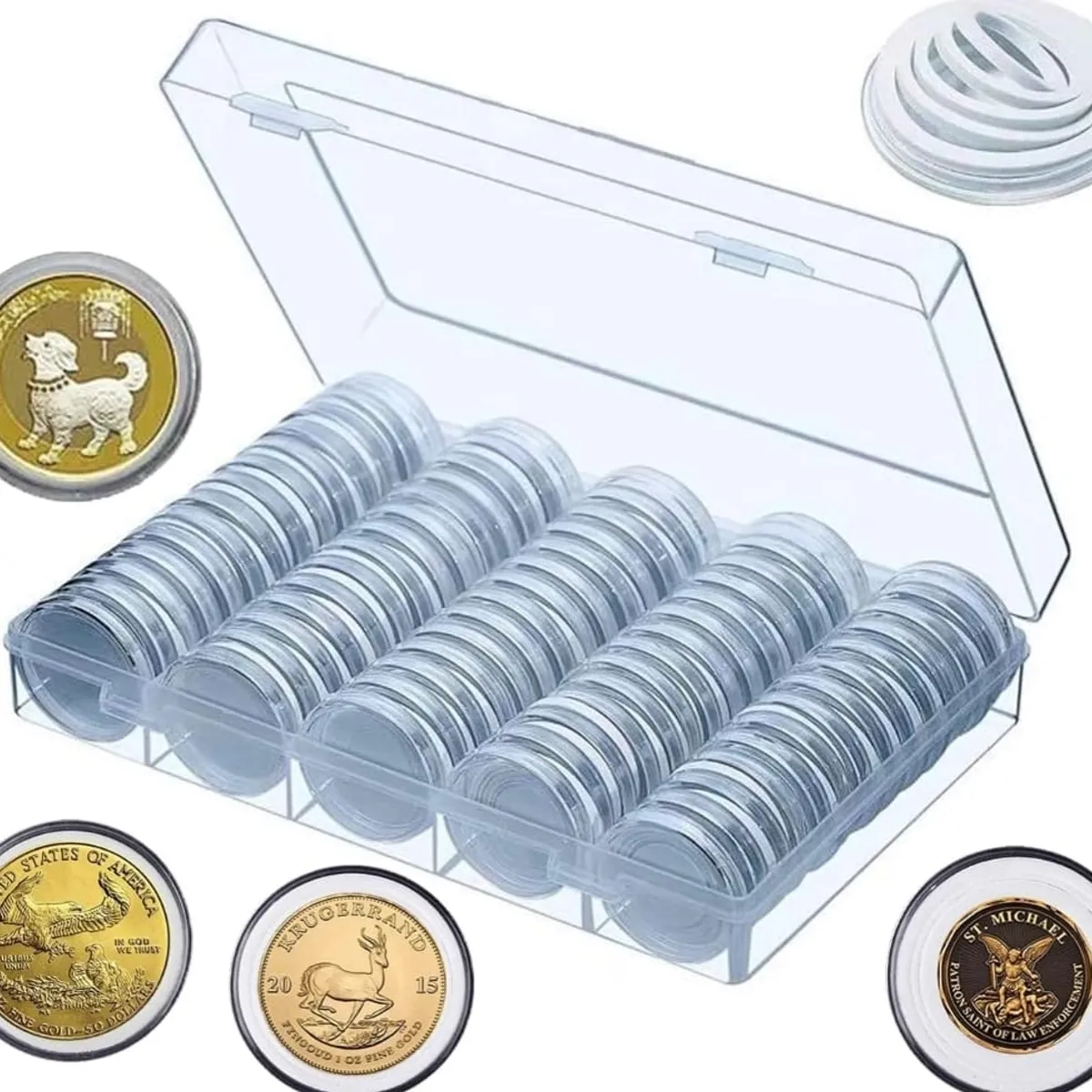 GENERICO - capsula o conservador para monedas de coleccion para 100 piezas