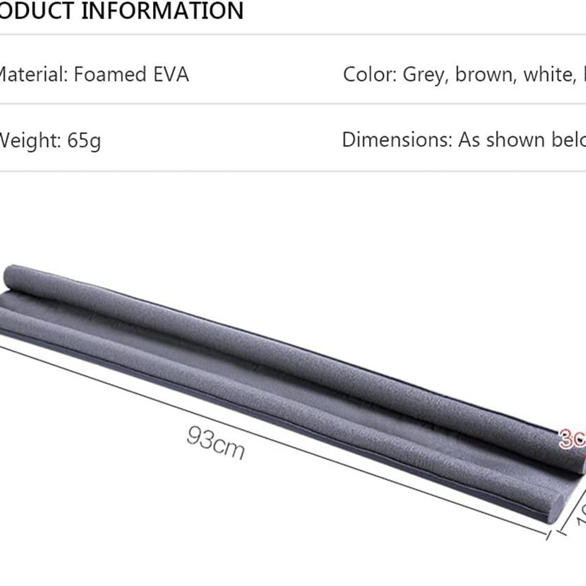 GENERICO - Pack x 4 Burletes Flexible de Espuma 95cm Protección de Puertas -Negro