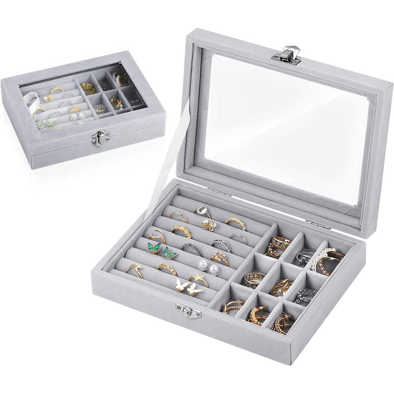 GENERICO - Joyero con Tapa de Cristal Caja de Almacenamiento para Joyas