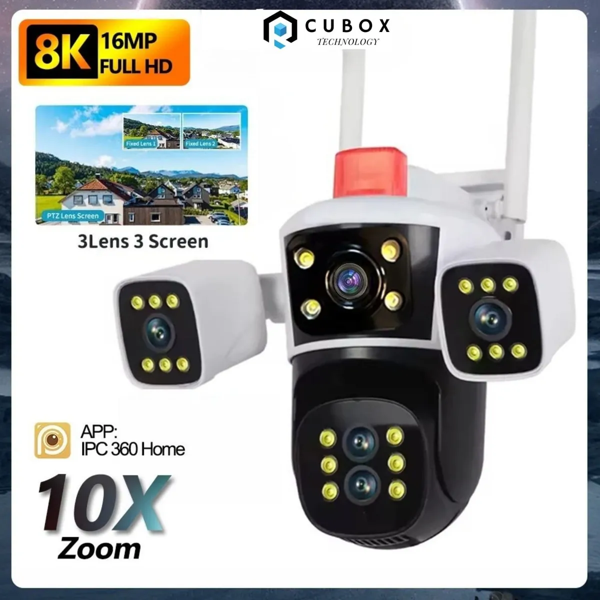 OEM - Camara Ip Wifi PTZ Triple Lente Regulable 360 con Zoom Óptico 10x