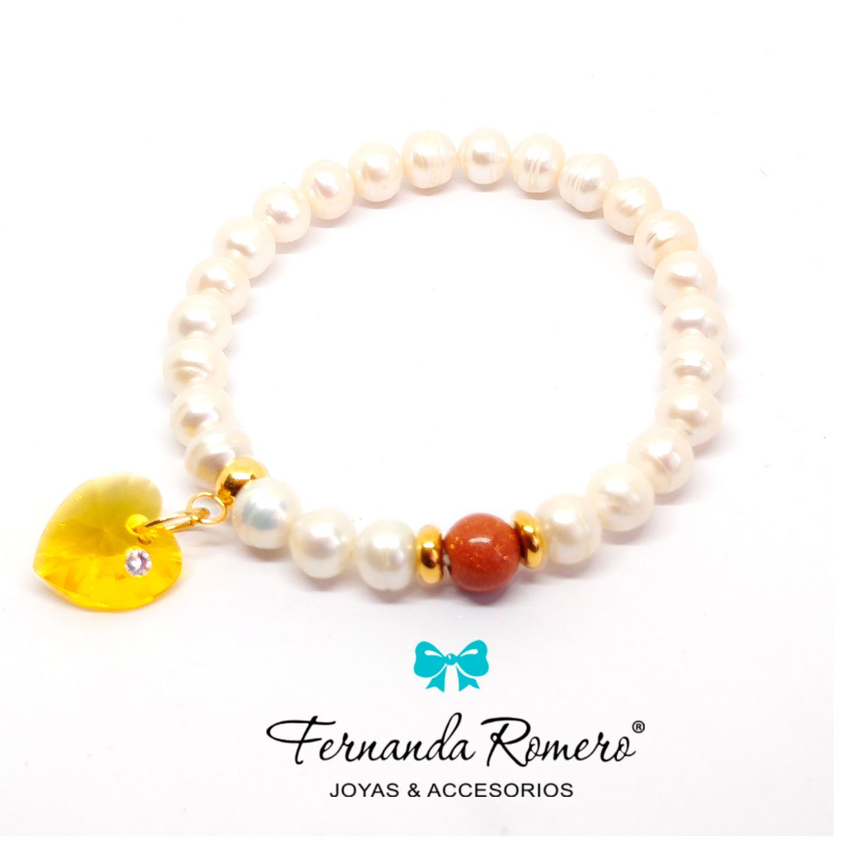 FERNANDA ROMERO JOYAS Y ACCESORIOS - PULSERA PERLAS DE RIO - ¡AMAR Y YA!  FELICIDAD - CRISTAL AUSTRIACO
