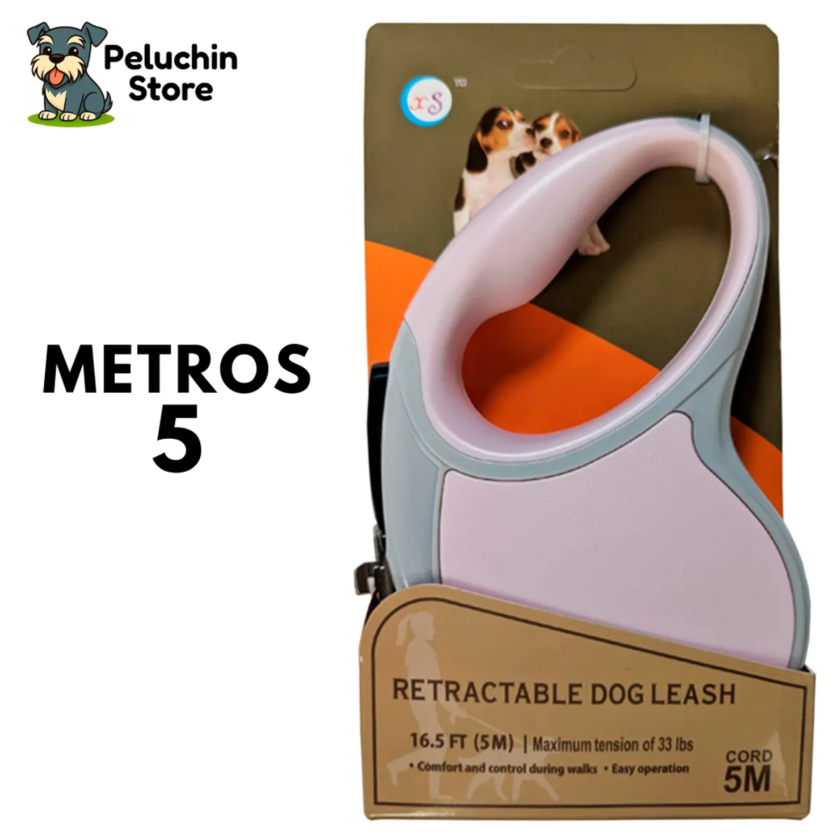 HAMACAS LIZARASO - Soga Retráctil para Mascotas Color Rosado - Peluchin Store