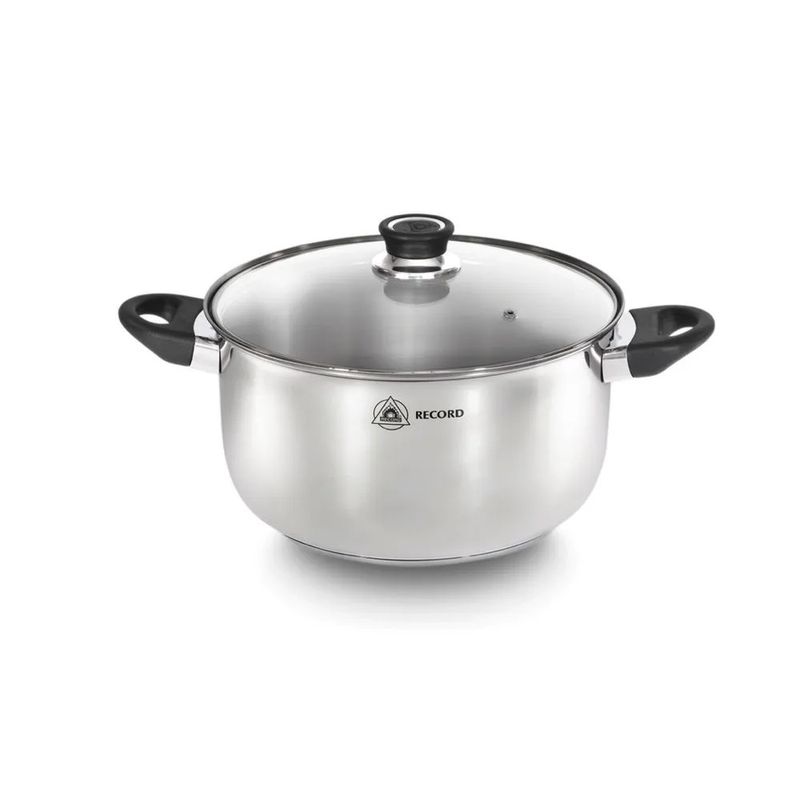 RECORD - OLLA RECORD DE ACERO INOXIDABLE DE LUXE FONDO DIFUSOR N22 TAPA VIDRIO
