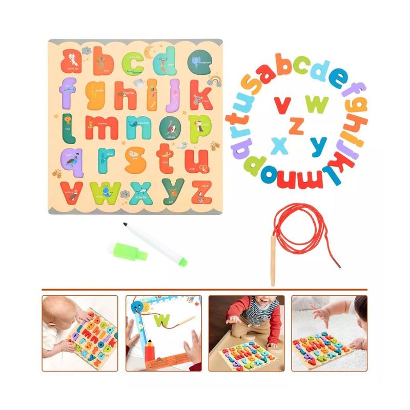 GENERICO - Tablero Abc 2en1 con Pizarra Multifuncional de Madera