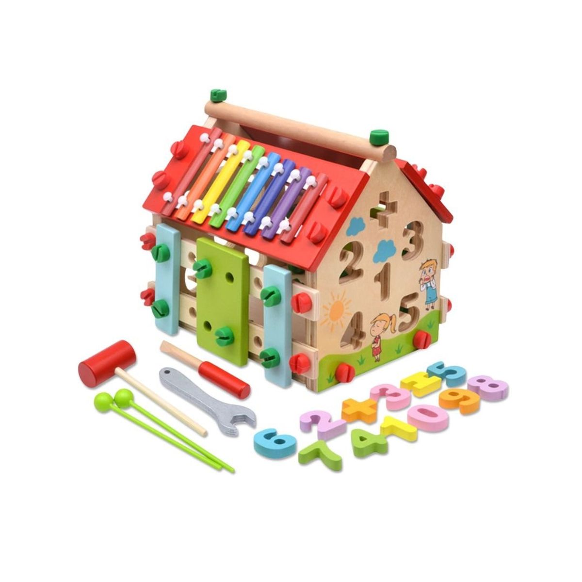 GENERICO - Juego Didáctico Casa Armable con Xilófono de Colores