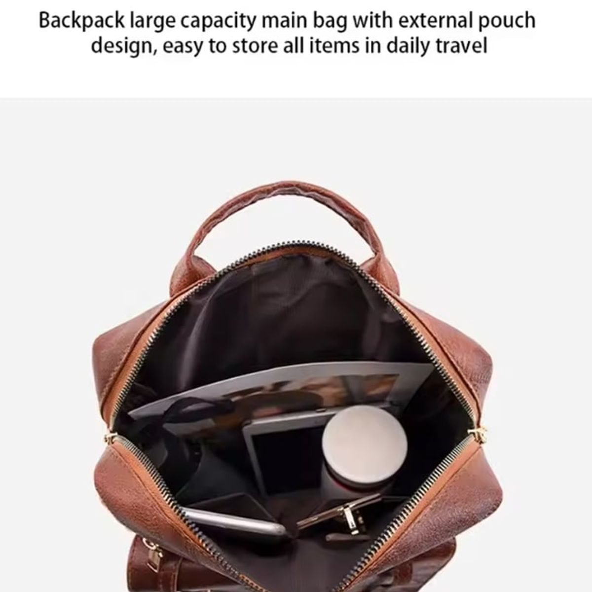 OVOTOUMI - 4 en 1 Mochila Cartera Bolso Juvenil de Mujer Impermeable SH -Marrón